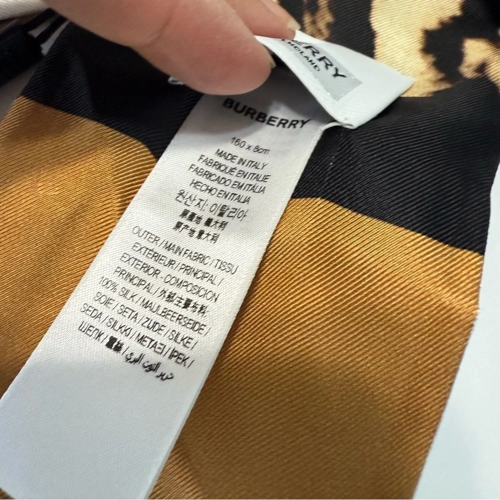 NWT Burberry London Reversible Silk Animal Print Long Bandeau Scarf